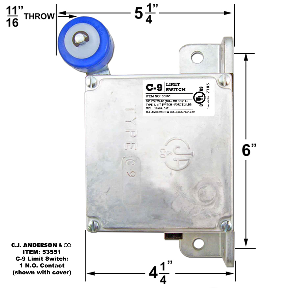 C-9 Limit Switch - 1 Normally Open Contact — C.J. Anderson & Company